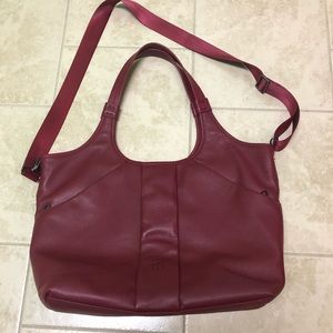 Betabrand Red leather bag tons of pockets!